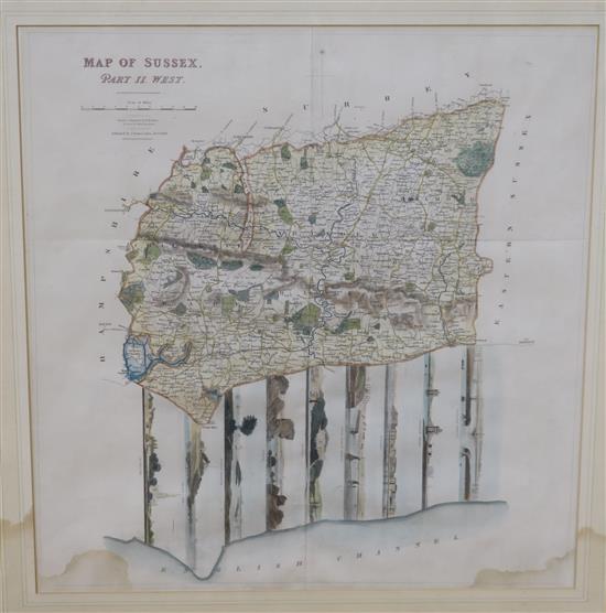 J. Baxter, Map of West Sussex 1834, 17 x 16in.